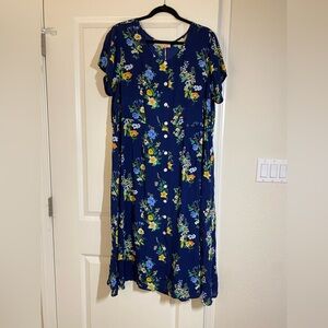 Navy Floral Midi Dress